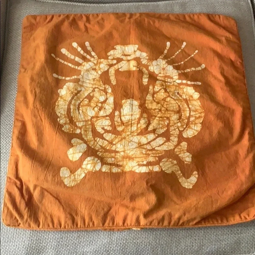 Orange Print Cotton Pillow Cover 18x18 New